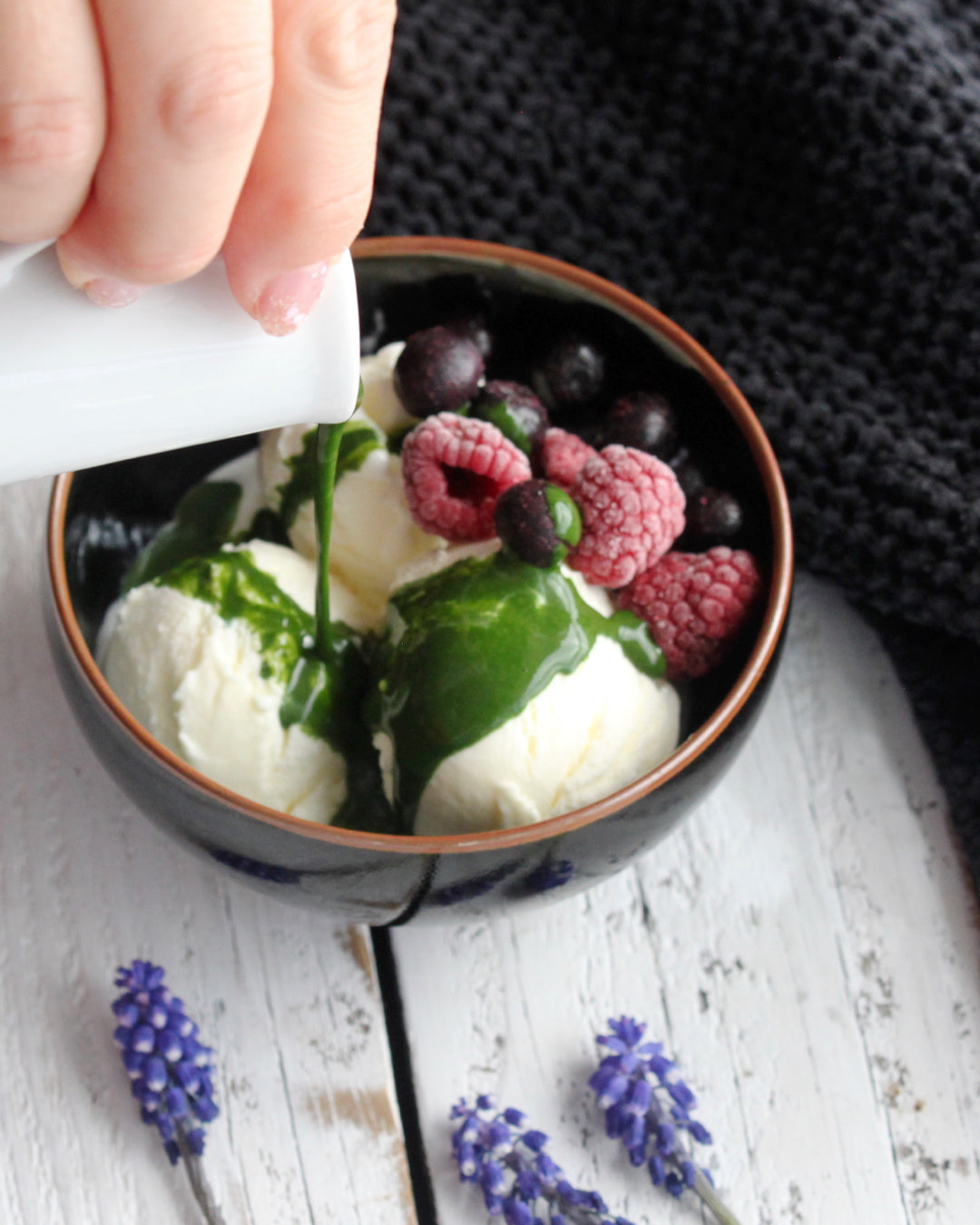 Matcha and Ice Cream with Berries by Wabi Matcha
